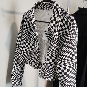 Elodie Black and White Optical Illusion Jean Jacket